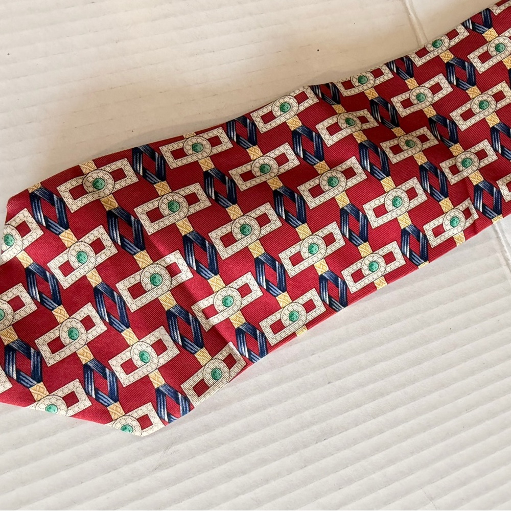 Burberry Red and Blue Geometric Tie - Picture 5 of 7